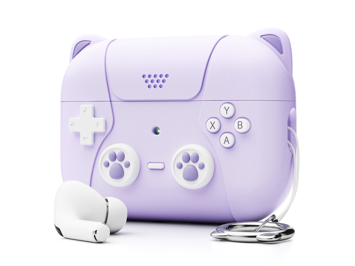 Capa de Silicone para Airpods 4 com Orelhas de Gato Roxa PANOONA