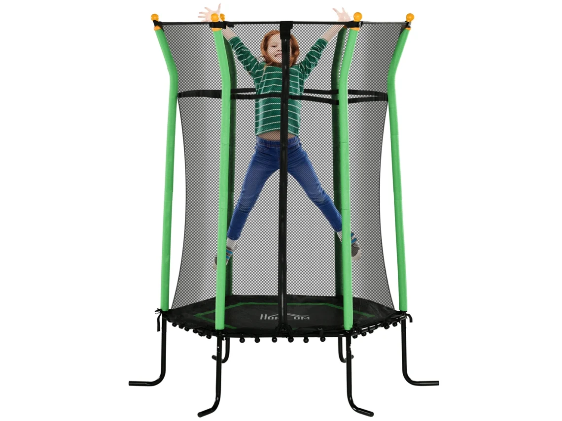 Cama Elástica Infantil Ø163,5 Cm Rede Segurança Acolchoada Aço 50 Kg