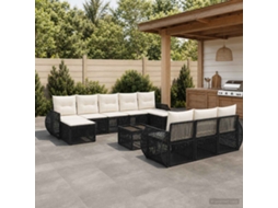 Vidaxl Conjunto De Sofá De Jardim 11 Unid. Preto E Branco Creme