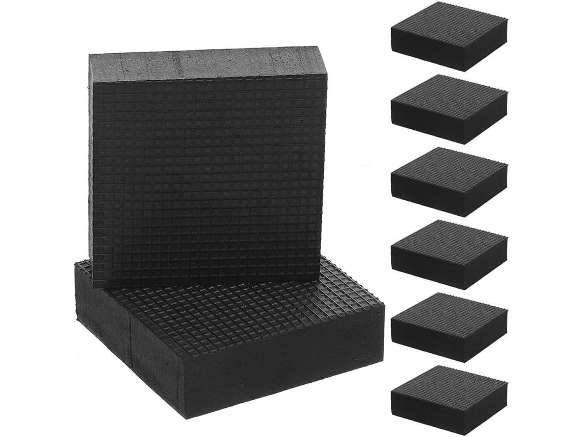 Conjunto De 8 Almofadas De Borracha Antiderrapantes De 50x50x20 Mm, Com Medidas Quadradas.