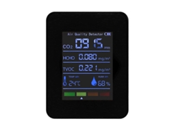 Lurelia Medidor De Qualidade Do Ar 5 Em 1 Hcho/tvoc/co2, Temperatura/humidade, Sensor Semicondutor, Com Visor Lcd, Bateria 1200 Mah Usb, Preto