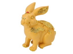 Cofrinho artesanal em forma de coelho, estatueta fofa de resina, cofre ornamental para moedas