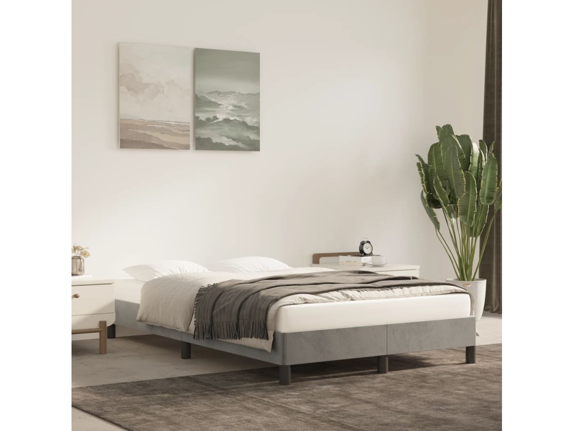Vidaxl Estrutura De Cama Sem Colchão 120x200 Cm Veludo Cinzento-claro
