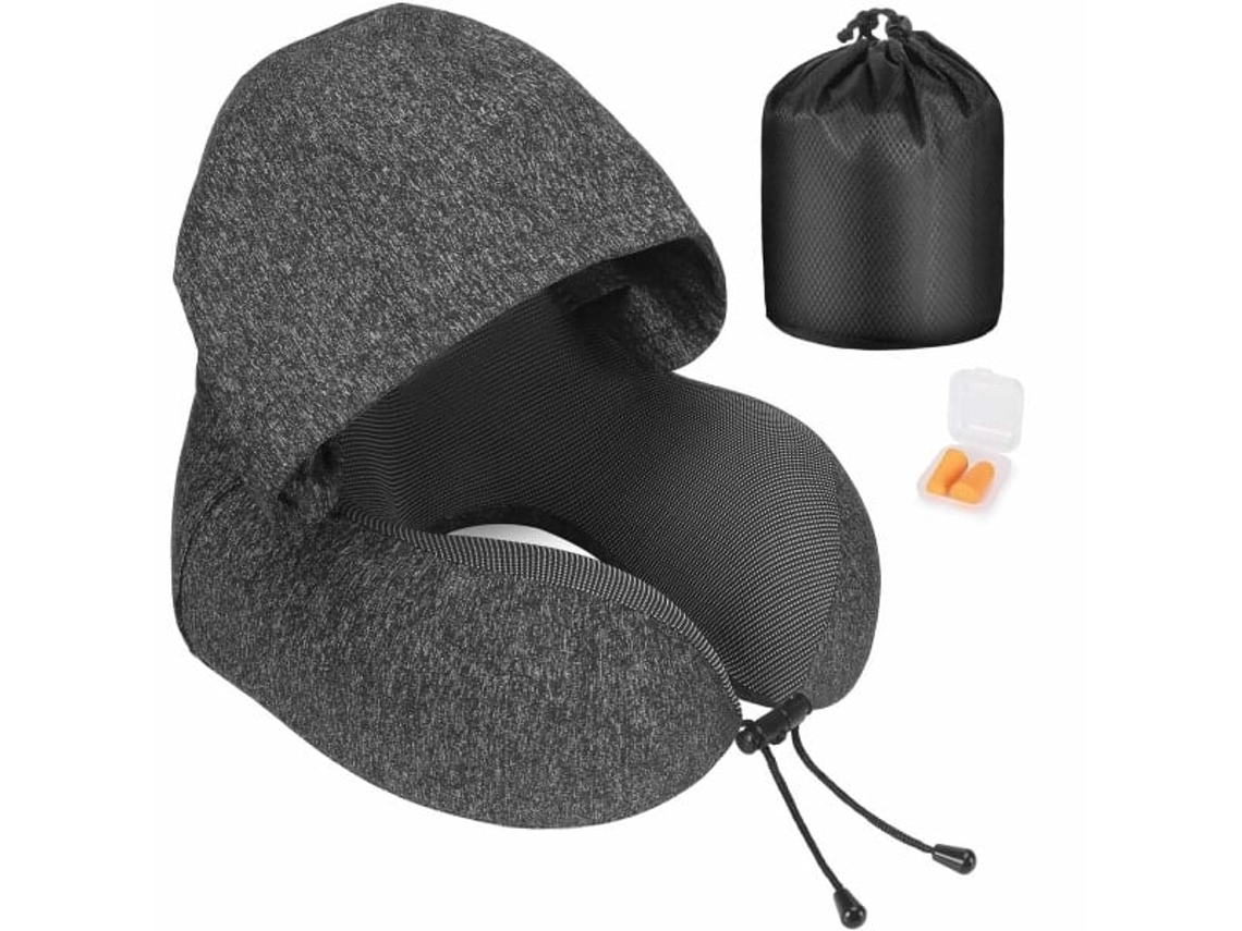 Almofada De Pescoço Em Espuma Viscoelástica, Almofada De Viagem Com Capuz Slowmoose
