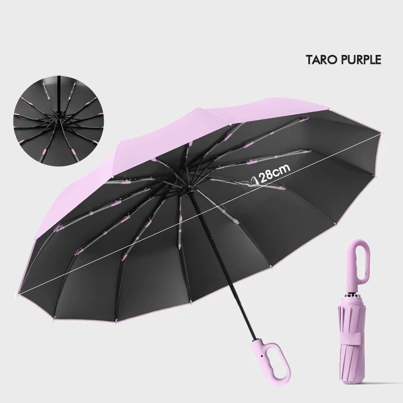 Guarda chuva extra grande MDUG com fivela e 12 varetas, automático, à prova de vento e dobrável