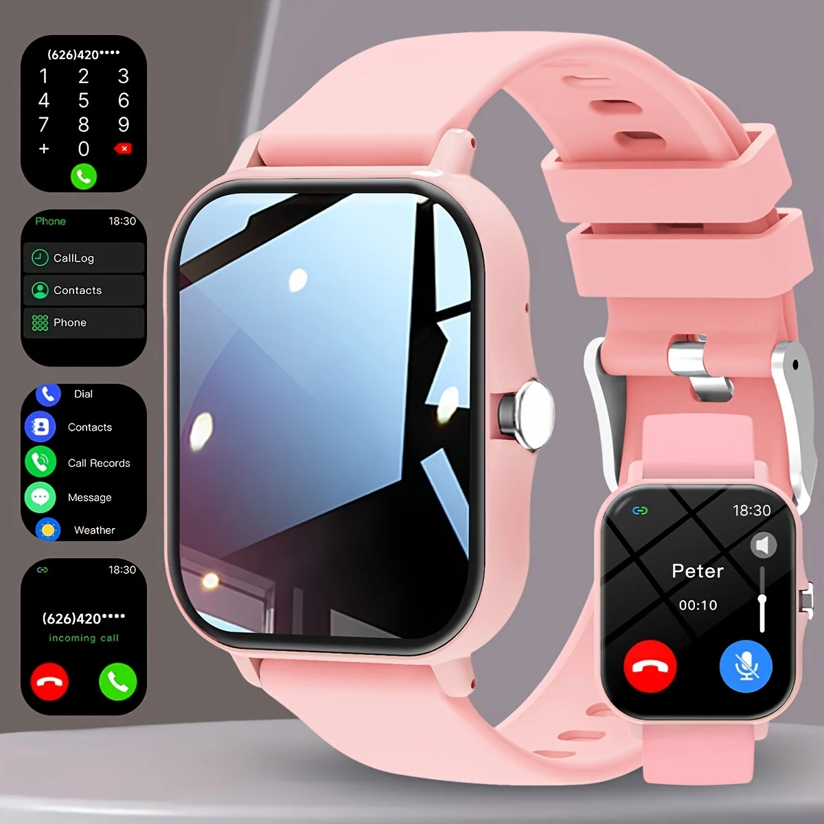 (rosa) Nova Versão Atualizada Do Smartwatch Com Tela Sensível Ao Toque De 1,83 Polegadas.