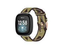 Pulseira Universal De Nylon Trançado Com Listras Amarelas, Compatível Fitbit Versa 4/ Sense 2., Acabamento Moderno