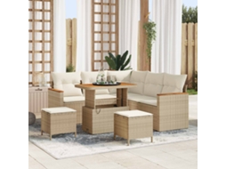 Vidaxl Conjunto De Sofá De Jardim 8 Unid. Bege Vime Pe