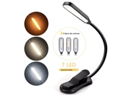 Luz de Leitura Led, 7 Modos de Iluminação, Carregamento Usb, 3 Modos de Luz Quente e Fria MDUG (preto)
