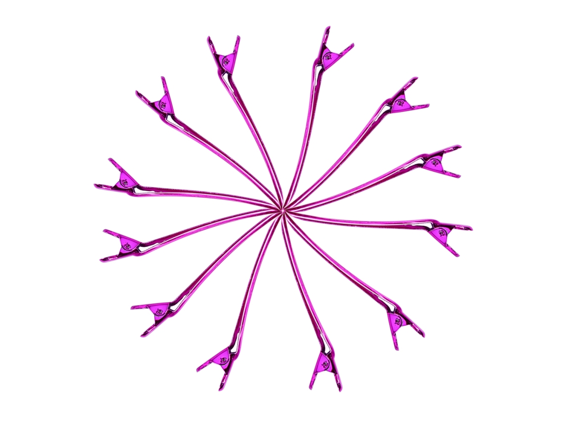 12 Peças/conjunto Pinças Para Cabeleireiro Clips De Seccionamento Ferramentas De Estilo Acessórios De Cabelo (vermelho Rosa)