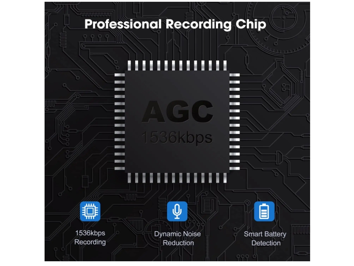 Voz Digital de 16 Gb Som de Áudio Portátil Mp3 Ditafone com Reprodução para Reunião Palestra Entrevista Preto