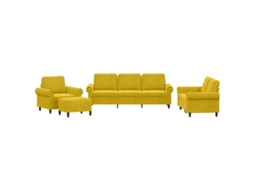 4 Pcs Conjunto de Sofás com Almofadões Veludo Amarelo MAISON EXCLUSIVE