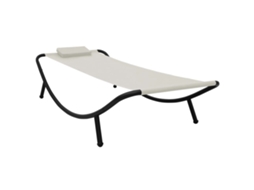 Vidaxl Espreguiçadeira De Jardim 200x90 Cm Aço Creme