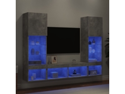 Vidaxl 5 Pcs Móveis Parede P/ Tv C/ Leds Deriv. Madeira Cinza Cimento