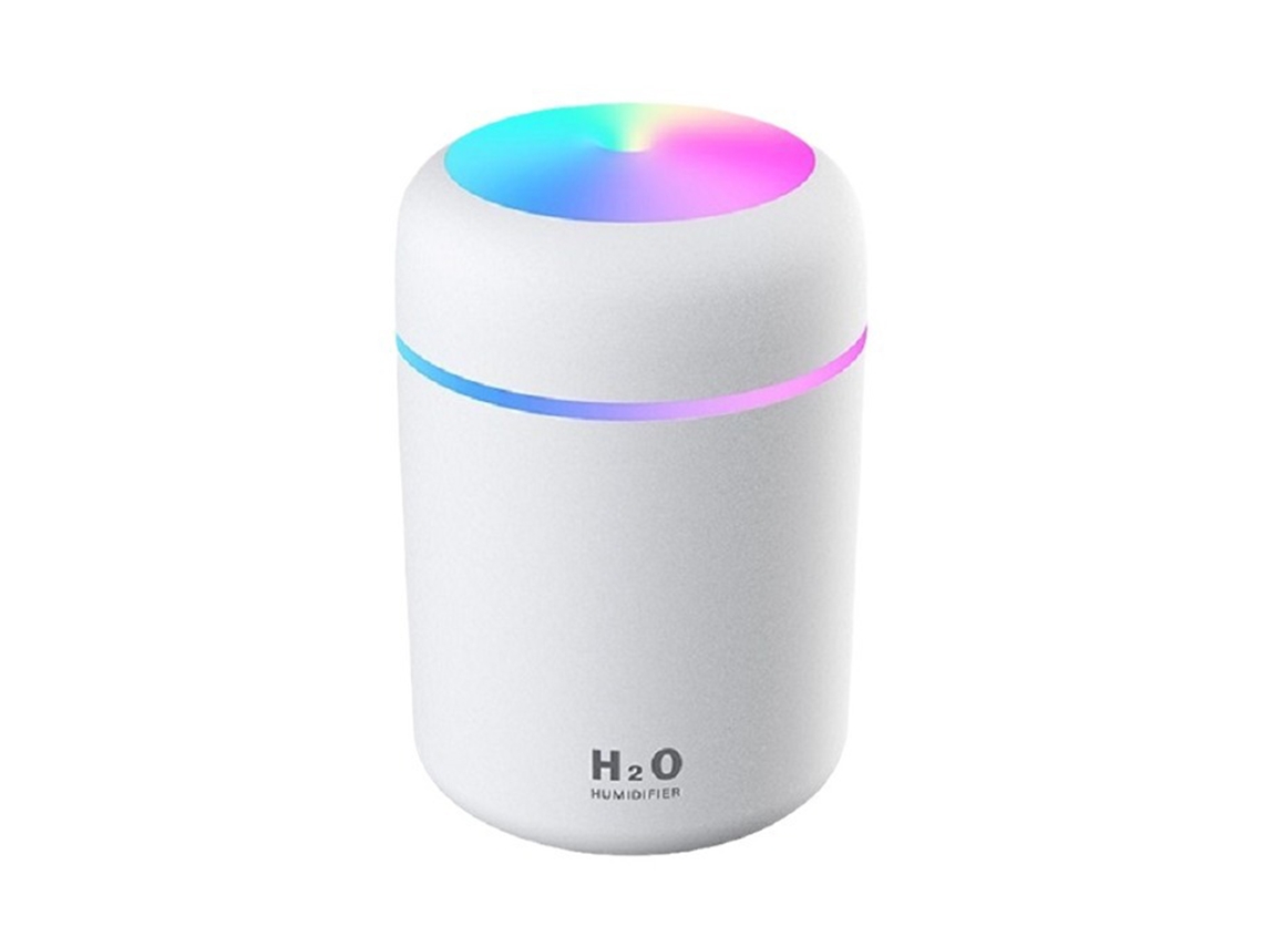 Umidificador de Ar Portátil de 300ml Usb com Luz Ambiente Colorida, Modos de Spray e Desligamento Automático