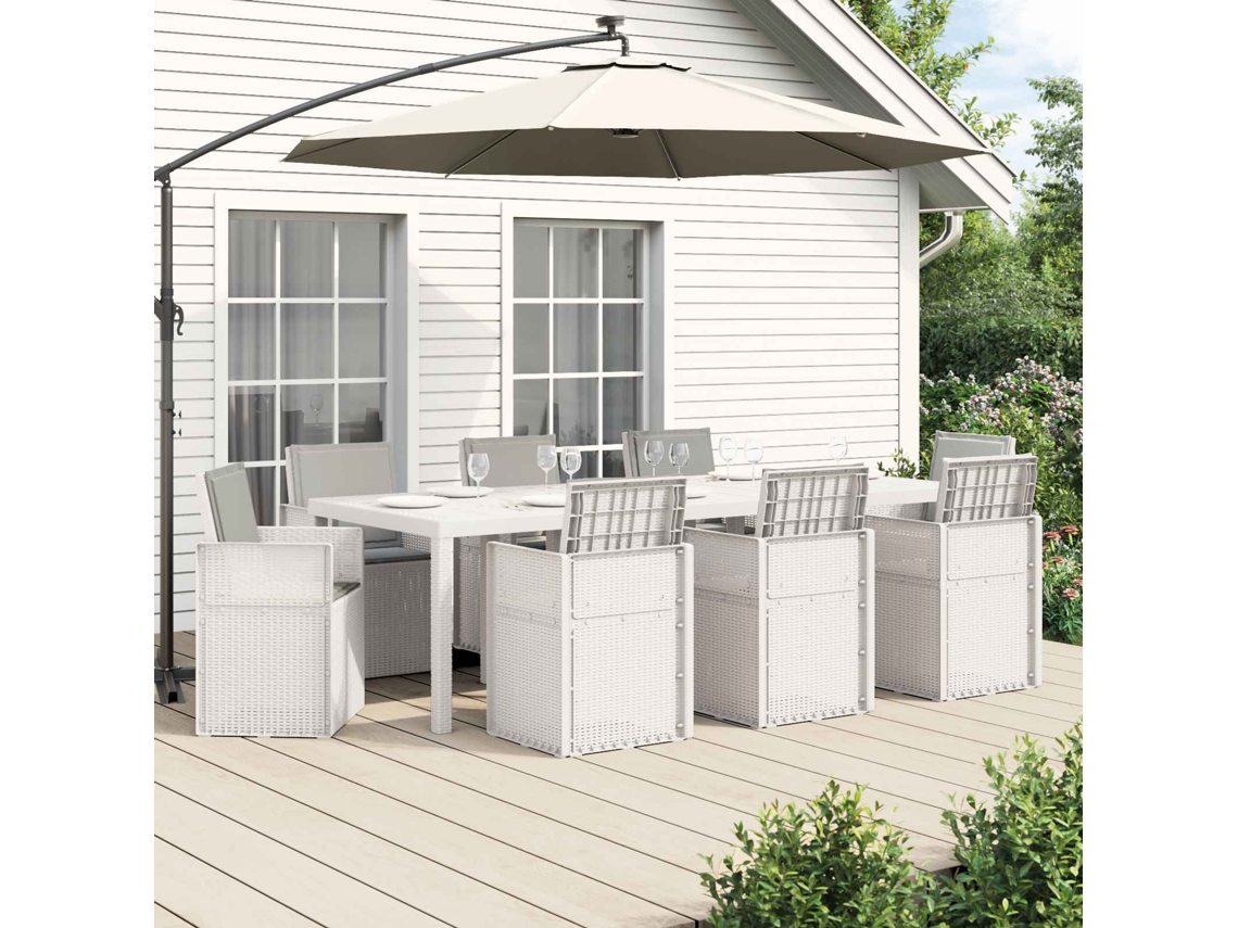 Vidaxl Conjunto De Jantar Para Jardim 9 Unid. Branco E Cinzento-claro