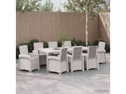 Vidaxl Conjunto De Jantar Para Jardim 9 Unid. Branco E Creme Pp