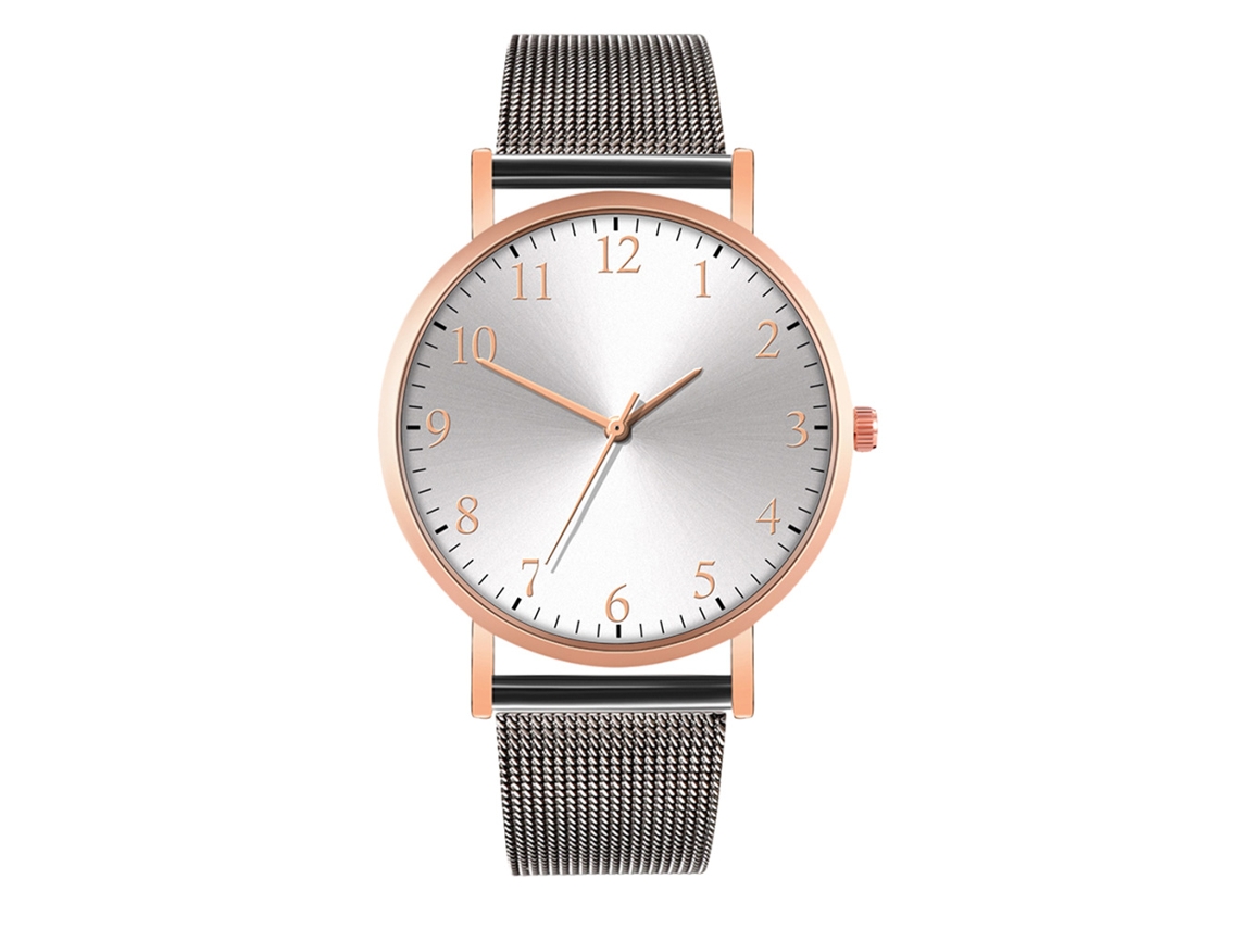 Reloj De Moda Para Parejas Con Correa De Malla Dial Redondo Cuarzo Unisex