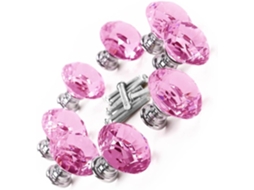 Conjunto De 8 Puxadores Cristal Rosa Homoyoyo 30mm Para Armários, Gavetas E Portas De Cozinha