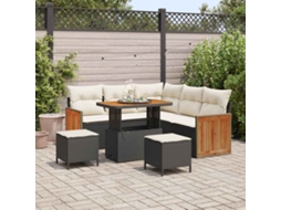Vidaxl Conjunto De Sofá De Jardim 9 Pcs Preto E Creme Vime Pe