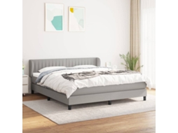 Vidaxl Cama Com Molas/colchão 180x200 Cm Tecido Cinzento-claro