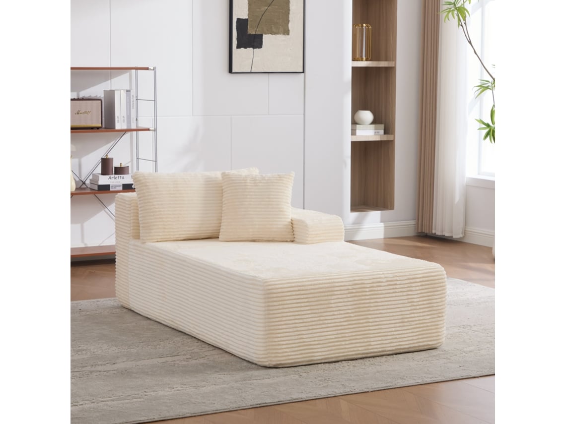 Sofá Modular De 1 Lugar Em Tecido Chenille Com Enchimento De Espuma 30d Marfim