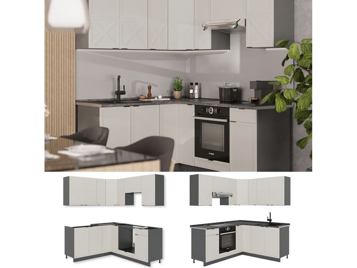 Cozinha Em Ângulo Fame Line, 160x60cm Sem Pt, Cinzabeige/antracite, Antracite, Vicco