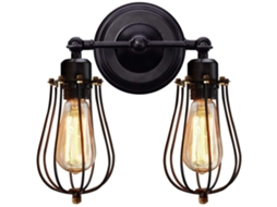 2026 lâmpada de Parede Vintage Estilo Industrial com Jaula de Ferro, Sconce de Duas Cabeças