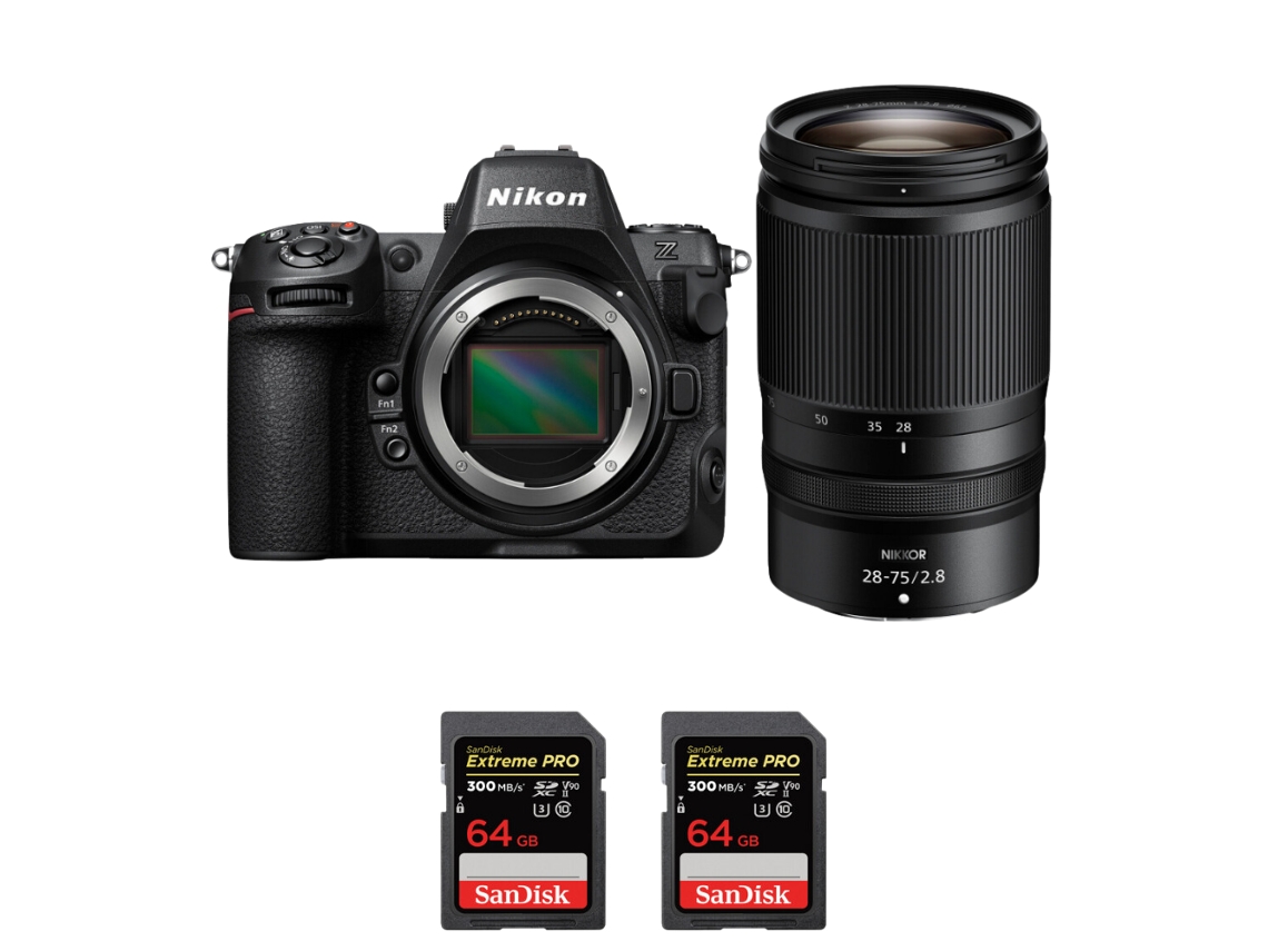 Z8 + Z 28 75mm F/2.8 + 2 Sandisk 64gb Uhs ii 300mb/s Máquina Fotográfica Híbrida Full frame + Ebook “20 Dicas para Fotos Que Impressionam” NIKON