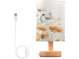 Luminária De Cabeceira Led Pequena Skyshu Com Base Madeira Antiderrapante E Cúpula Que Não Agride Os Olhos, Ideal Para