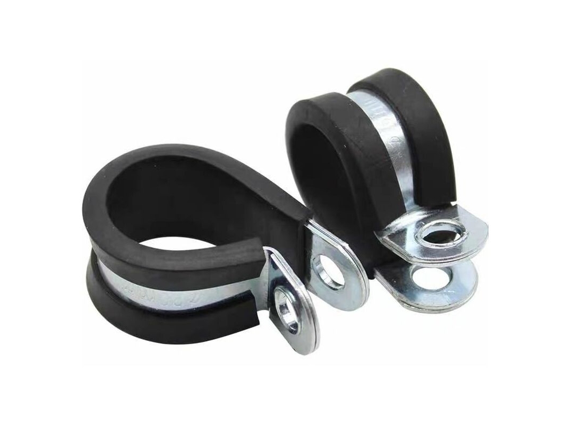 Abraçadeiras Tipo P Com Inserto De Borracha, Opções: Ø 50mm/ Largura Da Banda 15mm, Pacote Com 4 Unidades