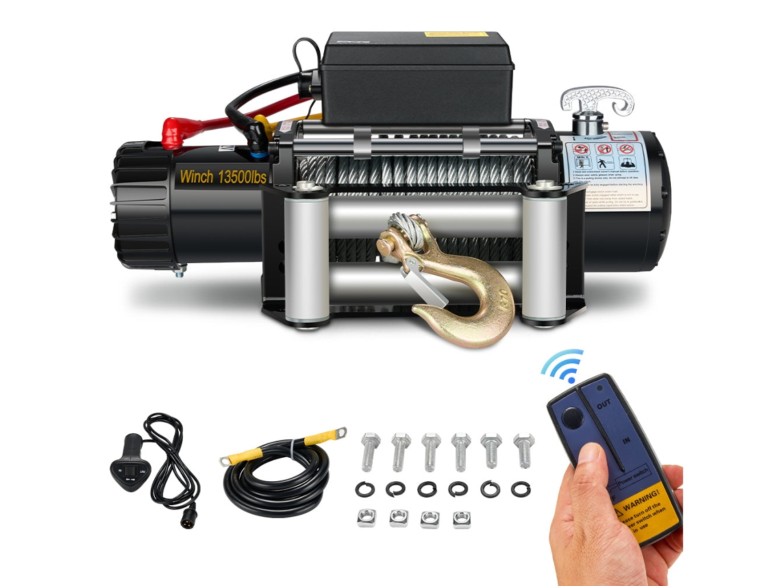 Guincho Eléctrico 13500lbs/6075kg 12v, Guincho Eléctrico Com Controle Remoto Sem Fio