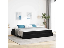 Vidaxl Estrutura De Cama Com Colchão 2 Unid. Preto Veludo