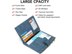 Porta-passaporte Em Couro Com Bloqueio Rfid, Compartimentos Para Caneta E Cartões, Carteira De Viagem, Azul