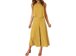2026 conjunto de Verão para Mulher Roylamp: Blusa de Gola Redonda e Calças Curtas Amples Macacão