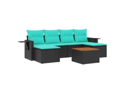 Conjunto de Sofá de Jardim, 7 Peças, Almofadas, Rattan Preto MAISON EXCLUSIVE