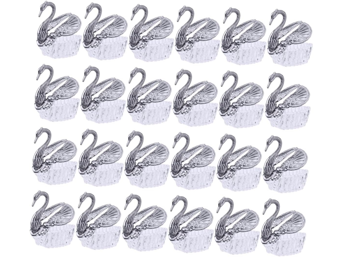 Caixas De Doces Em Formato Cisne, 24 Unidades Na Cor Prata, Estojo Para Casamentos E Festas, Recipientes Para Doces E