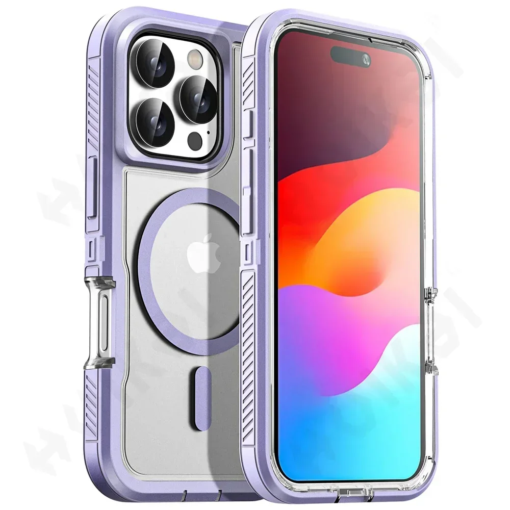 Capa Para Celular (roxa, Iphone 13 Pro), Compatível Com Carregamento Sem Fio Magsafe, Resistente E À Prova De Choque.