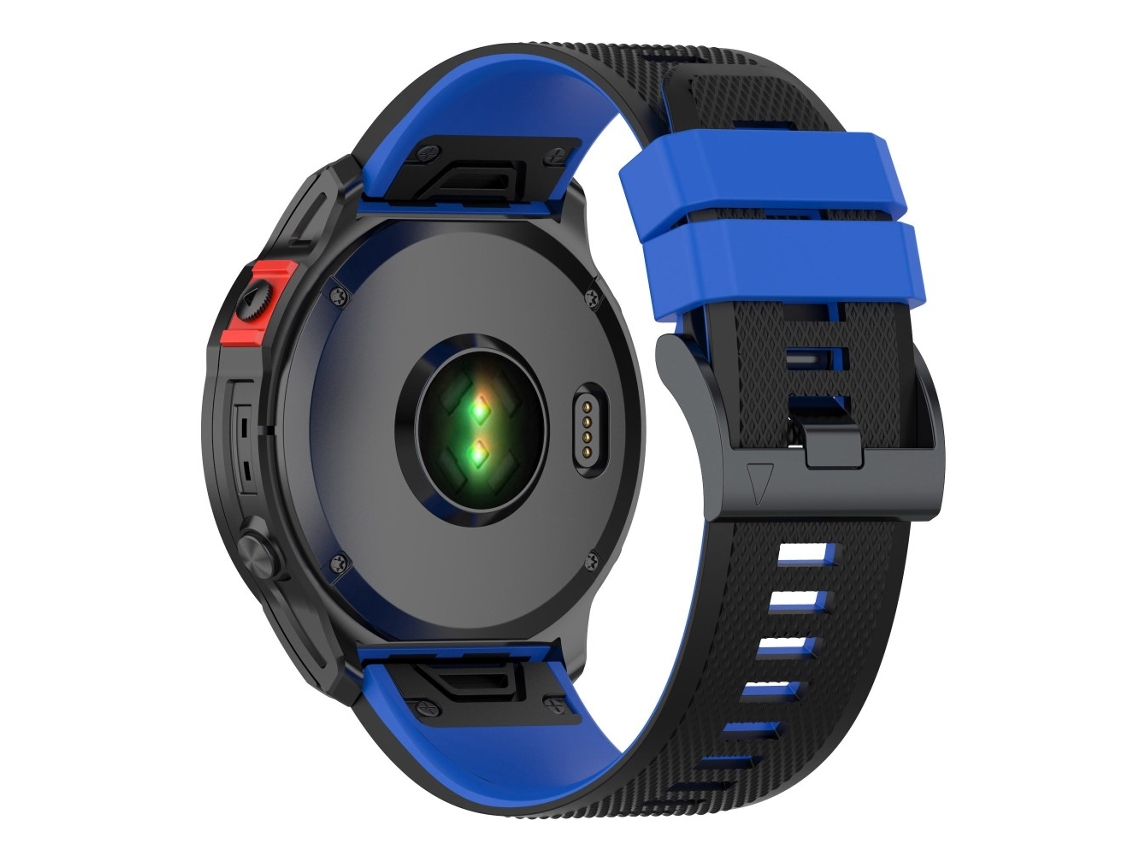 Bracelete Silicone Bicolor para Garmin Descent G1/Forerunner 935/Forerunner 945 Preto/Azul