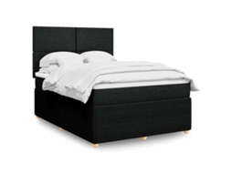 Vidaxl Cama Com Molas/colchão 140x200 Cm Tecido Preto