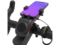 Suporte Multifuncional Para Bicicleta Com Alto-falante E Celular - Farol, Buzina, Microfone E Bateria Externa (preto)
