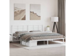 Vidaxl Estrutura De Cama Com Cabeceira 200x200 Cm Metal Branco
