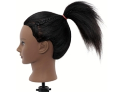 Cabeça de Manequim de 45 Cm com Cabelo Natural Trançado, Suporte Pequeno e Alça. SFUSHOS (18 Polegadas)