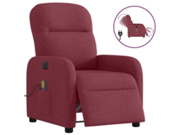 Vidaxl Poltrona Reclinável De Massagens Elétrica Tecido Vermelho Tinto