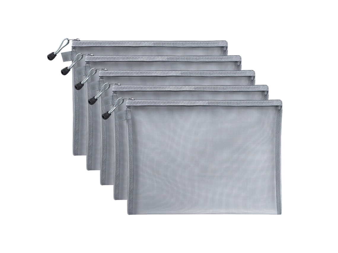 Bolsa Com Zíper De Malha Pendente Pasta De Náilon Leve Organizador De Arquivos Material De Viagem Escolar E De Escritório Cinza ZMDECQNA