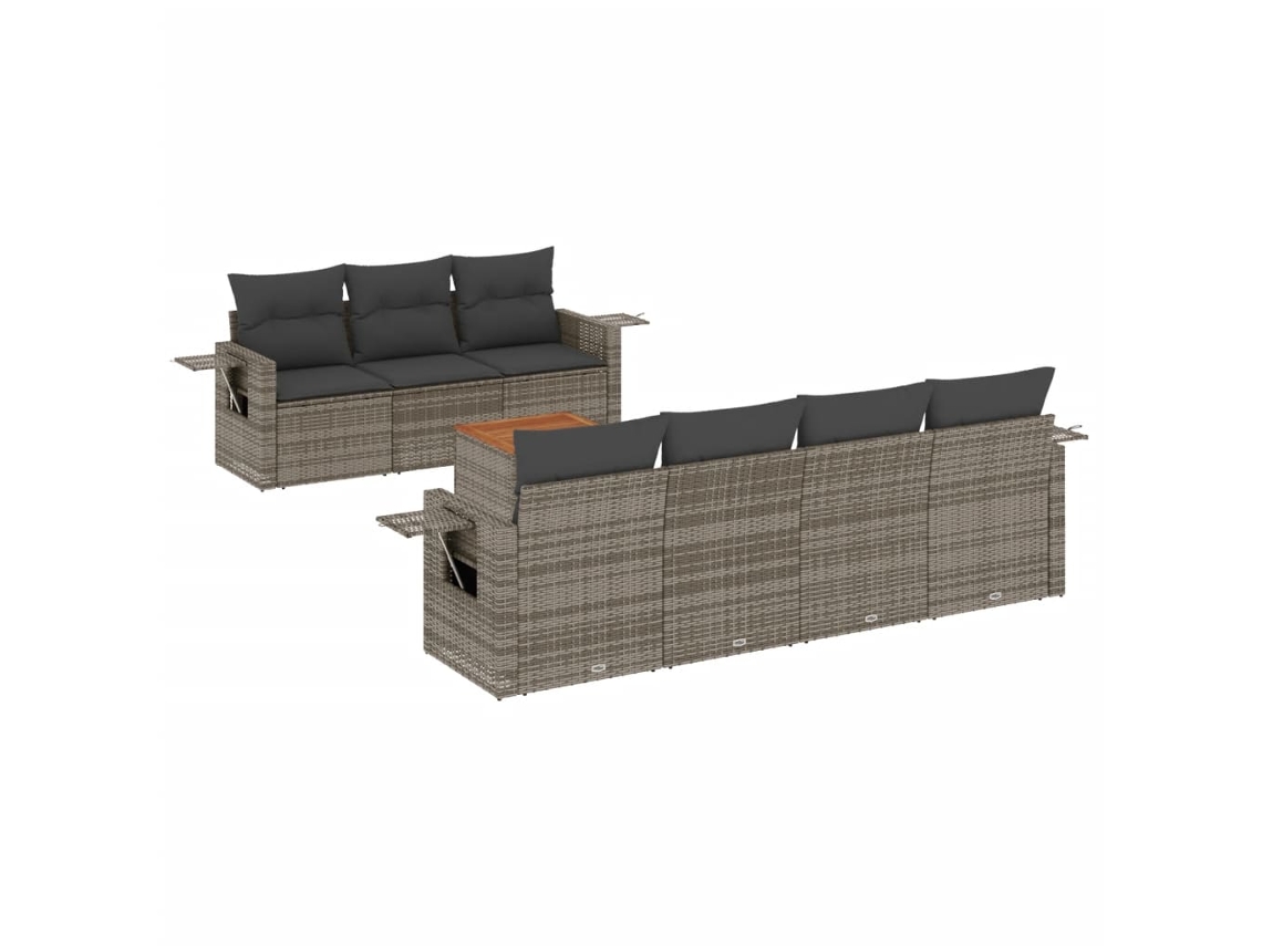 Maison Exclusive - 8 Pcs Conjunto Sofás De Jardim C/ Almofadões Vime Pe Cinzento