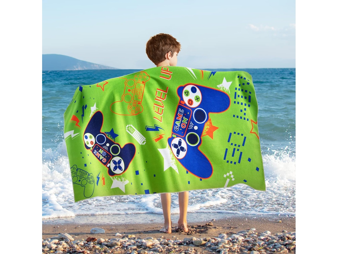Toalha de Praia Infantil Games, 70 X 150 Cm Toalhas Games Anti, Areia para Meninos Toalha de Banho Piscina Camping Viagem Qui BRILVIBERA