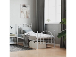 Vidaxl Estrutura De Cama Com Cabeceira E Pés 75x190 Cm Metal Branco