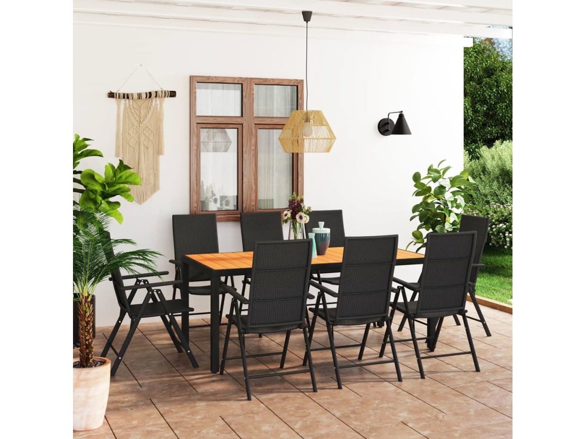 Pcs Conjunto De Jantar Para Jardim Preto E Castanho Dkd Home Decor
