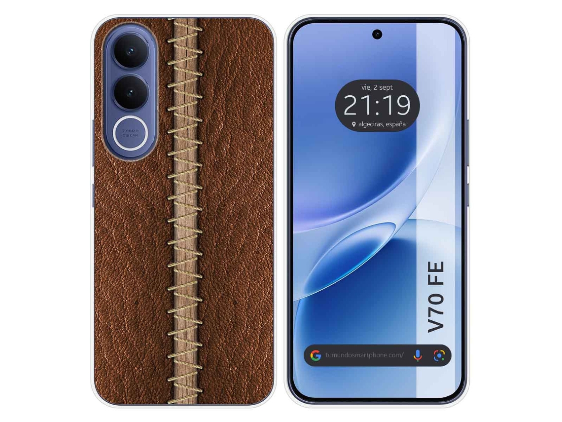 Capa Tumundosmartphone De Silicone Para Vivo V70 Fe Com Design Em Couro 01 Desenhos
